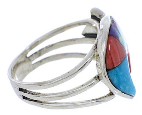 Southwest Multicolor Bear Sterling Silver Ring Size 6-3/4 CX52517